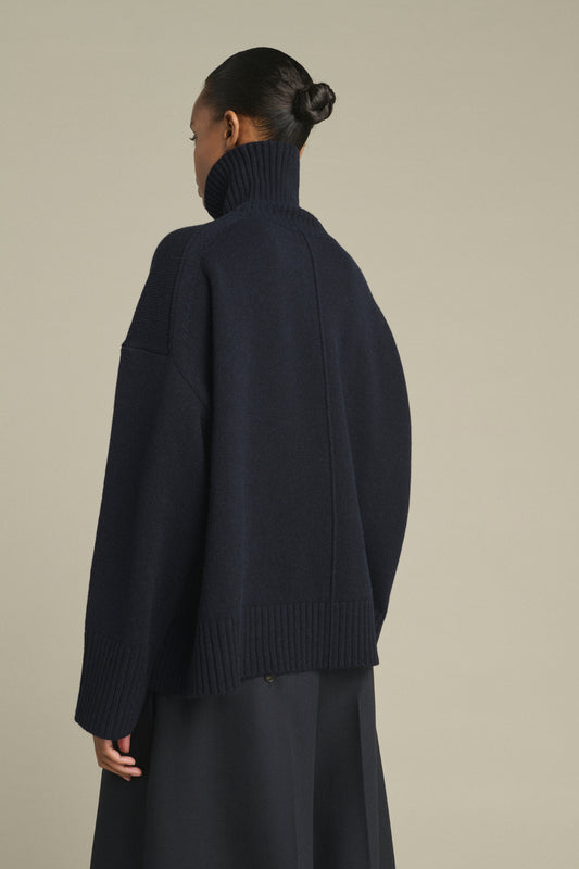 Pull William - Navy - Laine Mérinos - Femme