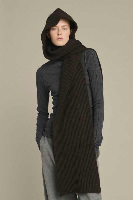 Echarpe Loretta - Chocolat - Laine Mérinos - Femme