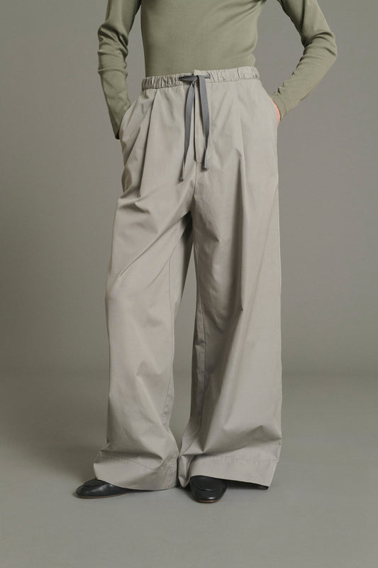 Pantalon Hugues - Gris Popeline Jambe Large Femme - Soeur