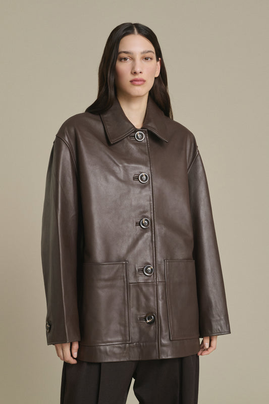 Veste Vincenzo - Taupe Cuir Lisse Femme - Soeur