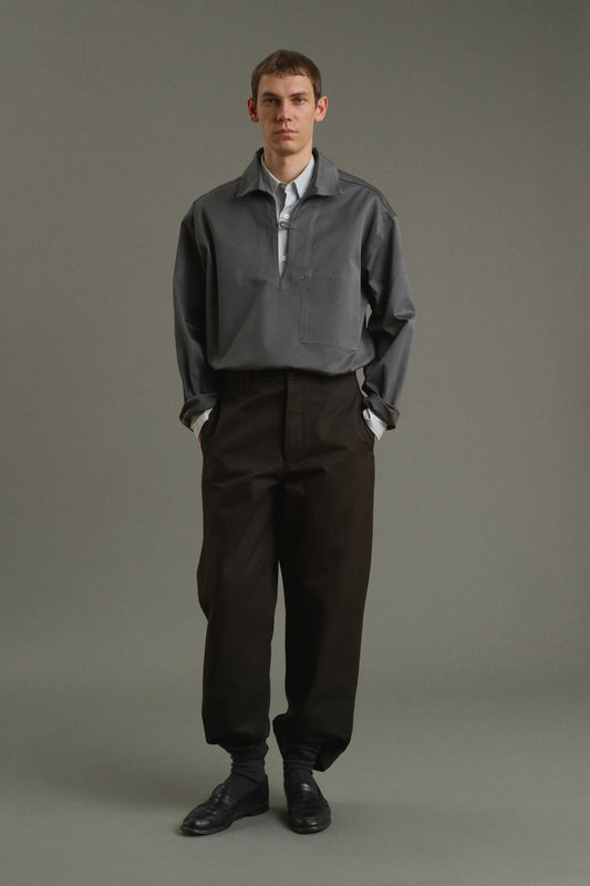 Chet Men's Trousers - Brown Cotton Gabardine Chinos - Frère