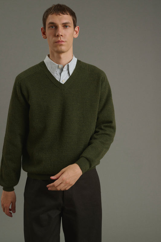 Pull Themo - Vert Foncé - Laine - Homme