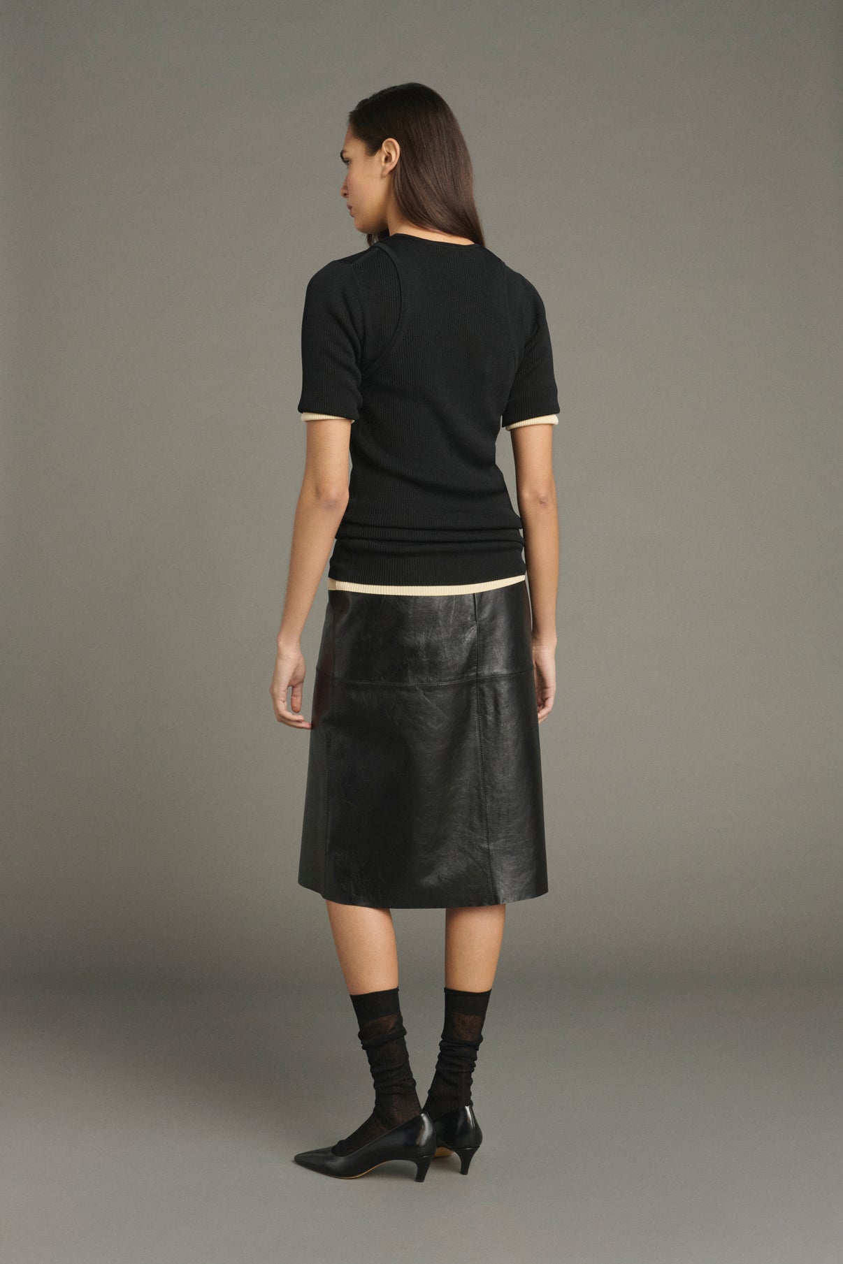 Jupe Gwen - Noir - Cuir - Femme vue 2