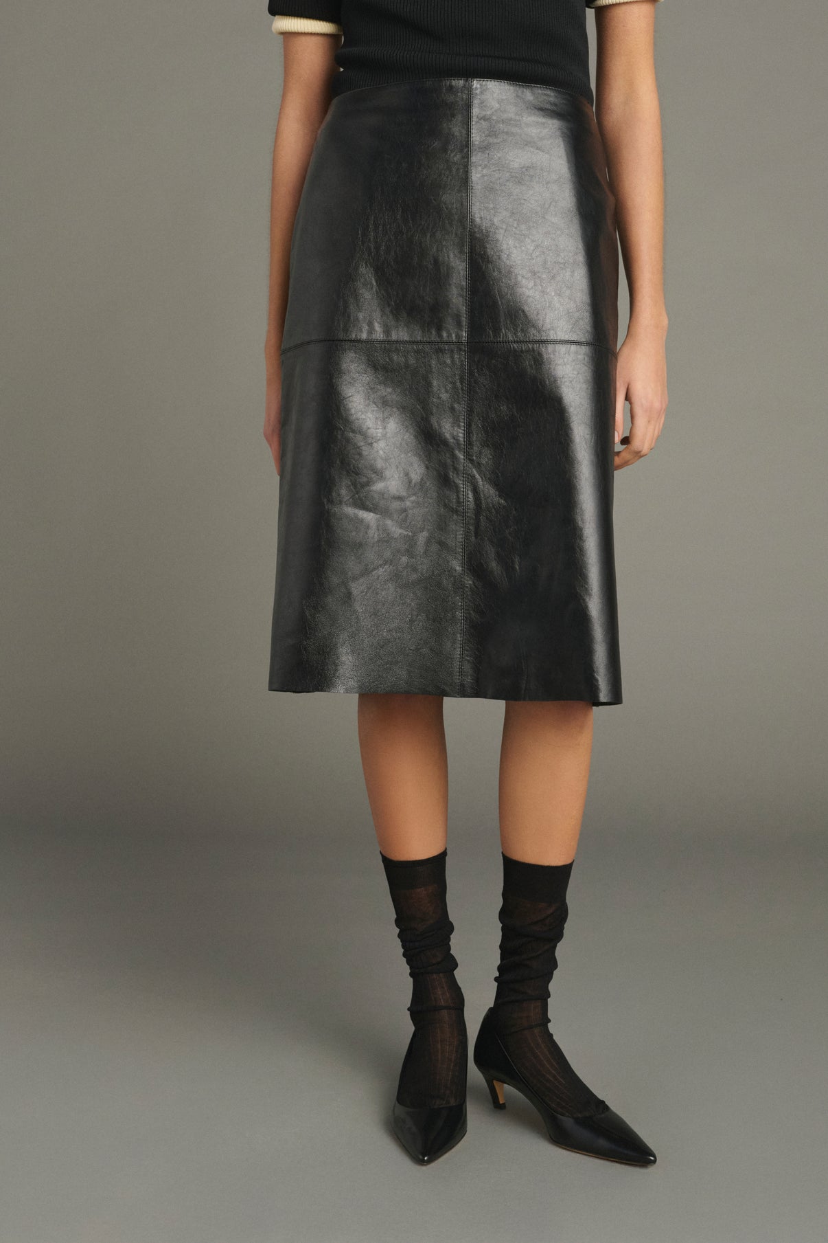 Jupe Gwen - Noir - Cuir - Femme vue 3