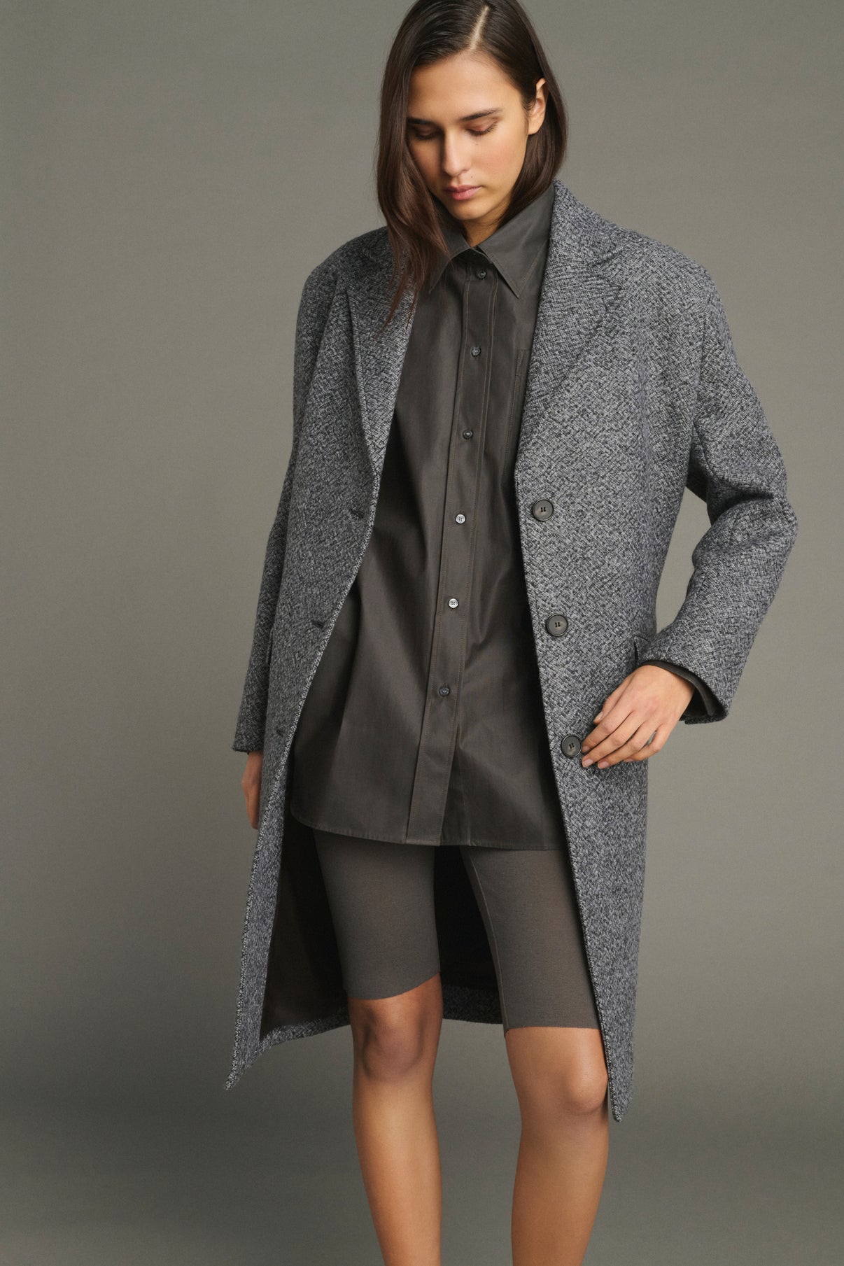 Manteau Leon - Gris/Noir - Laine - Femme vue 2
