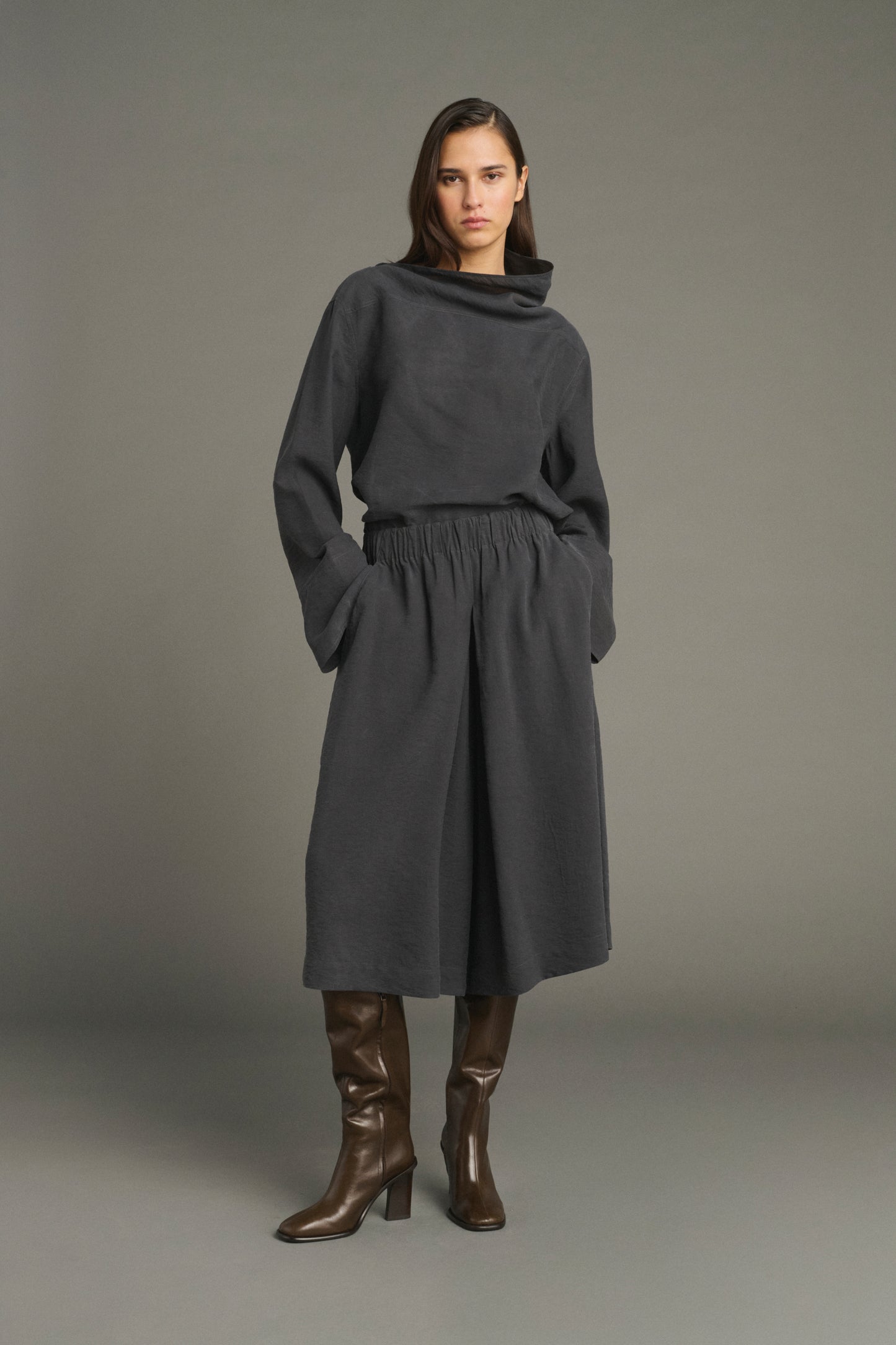 Bermuda Lexie - Gris Anthracite - Soie - Femme