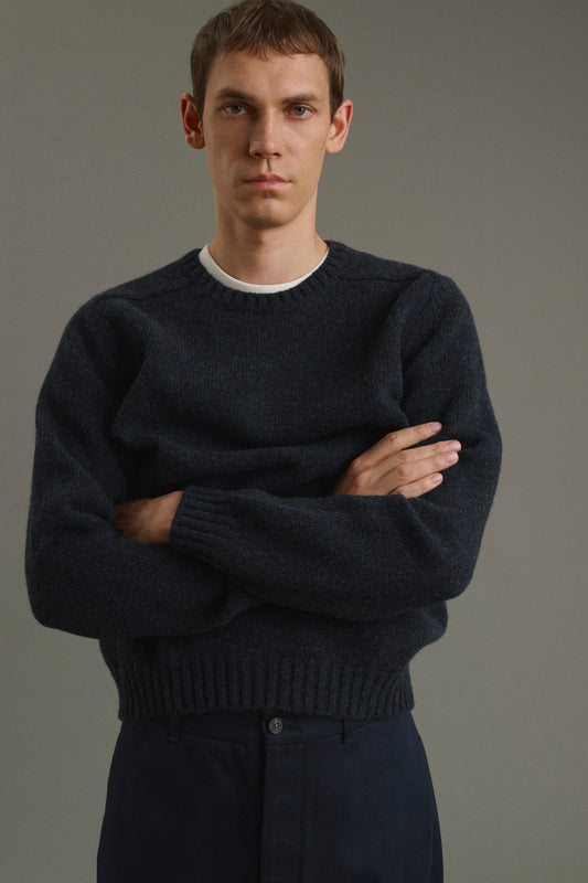 Pull Isamu - Navy Chiné - Laine - Homme