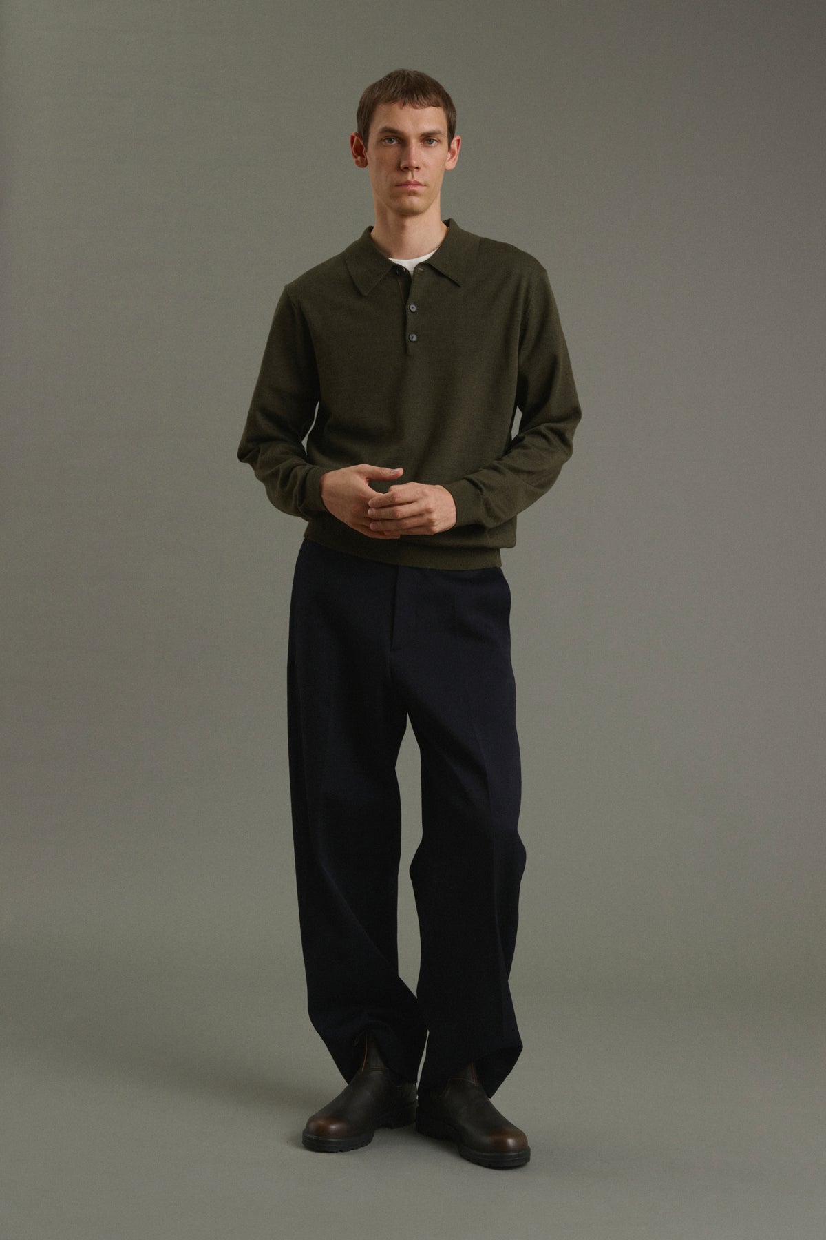 Pull Etienne - Kaki Chiné - Laine Mérinos - Homme