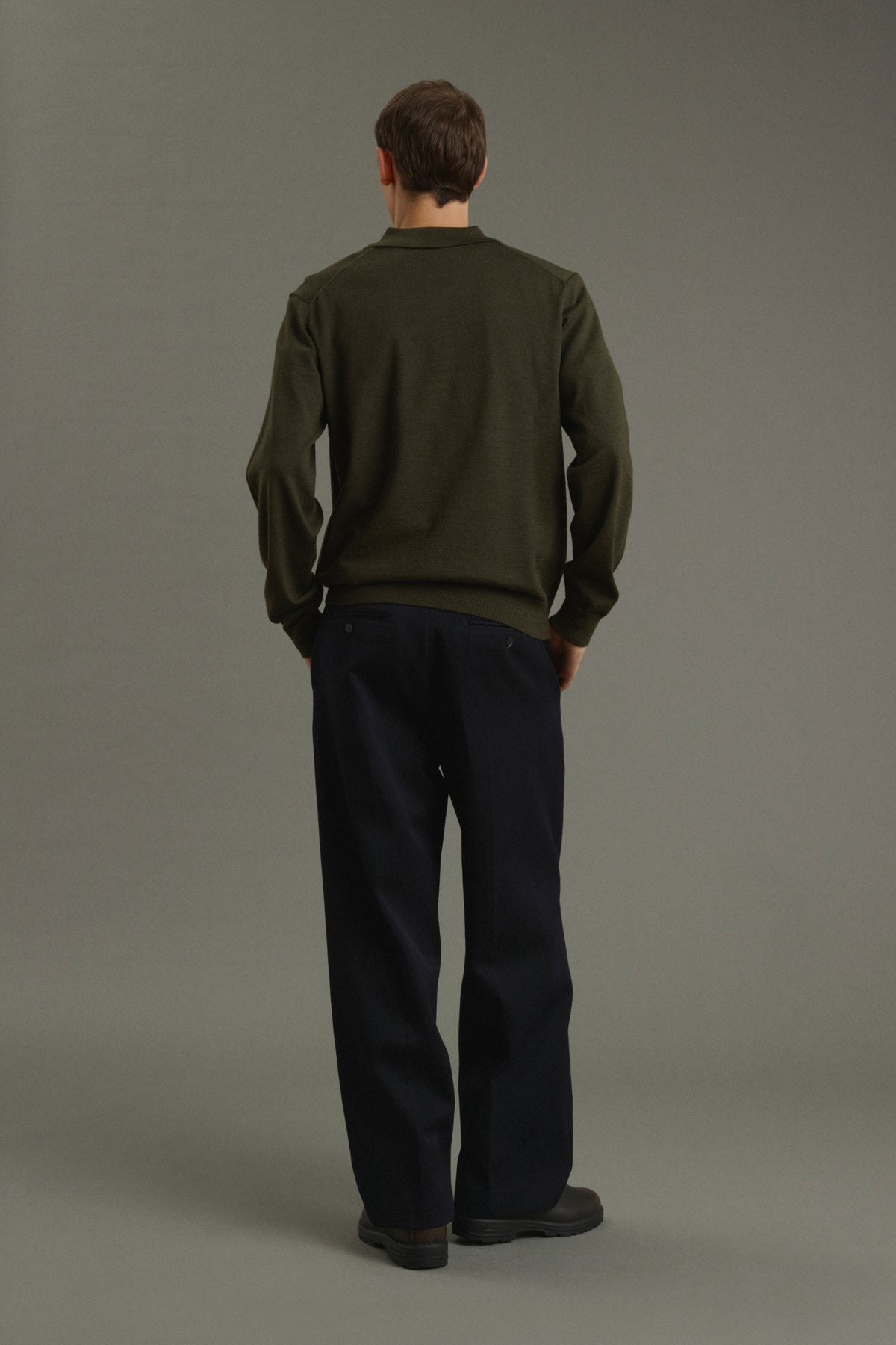 Pull Etienne - Kaki Chiné - Laine Mérinos - Homme vue 4