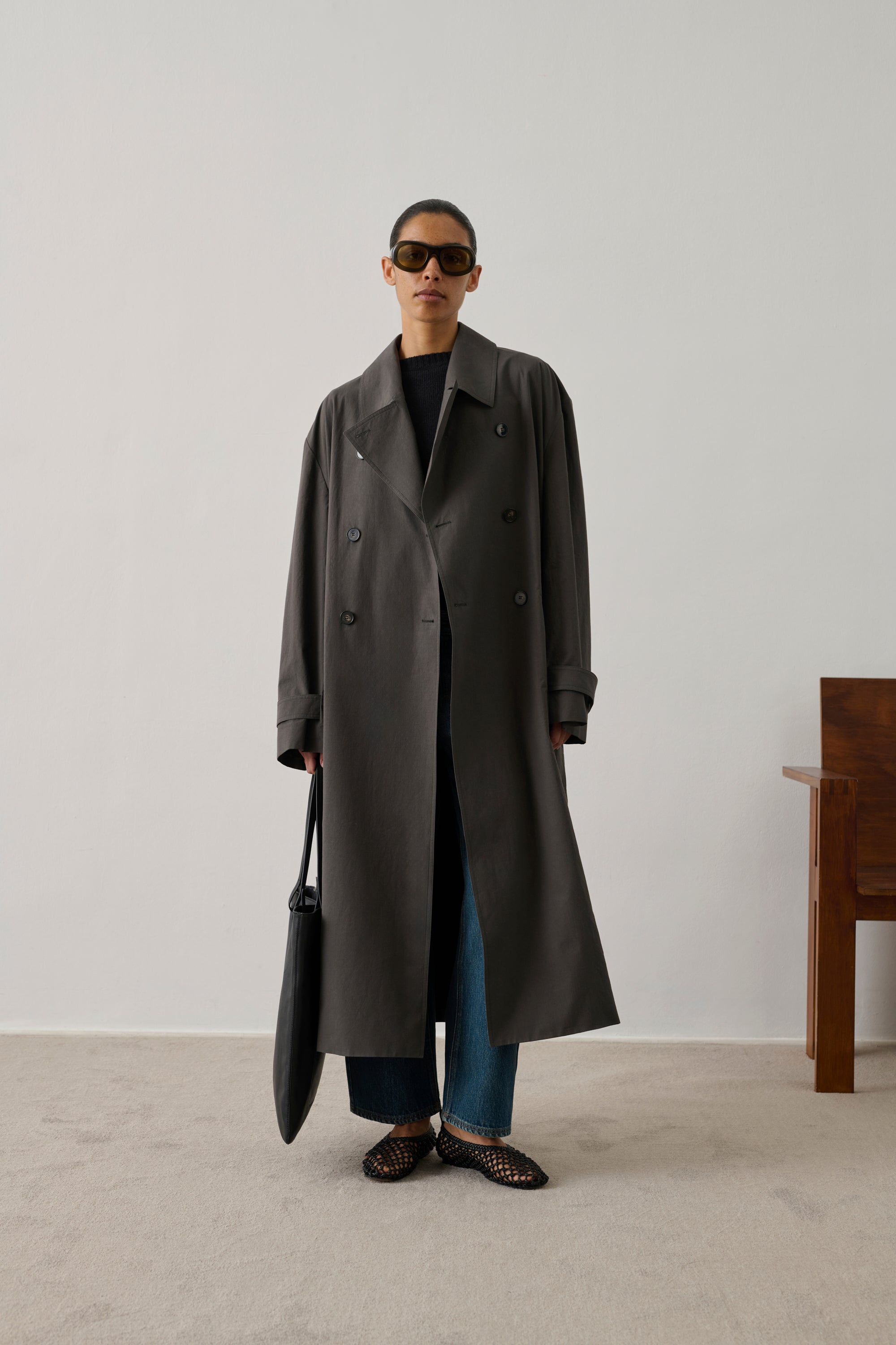 m.soeur : etoffe et soeur スプリングコート Trench Helio - Anthracite Cotton Women - Soeur