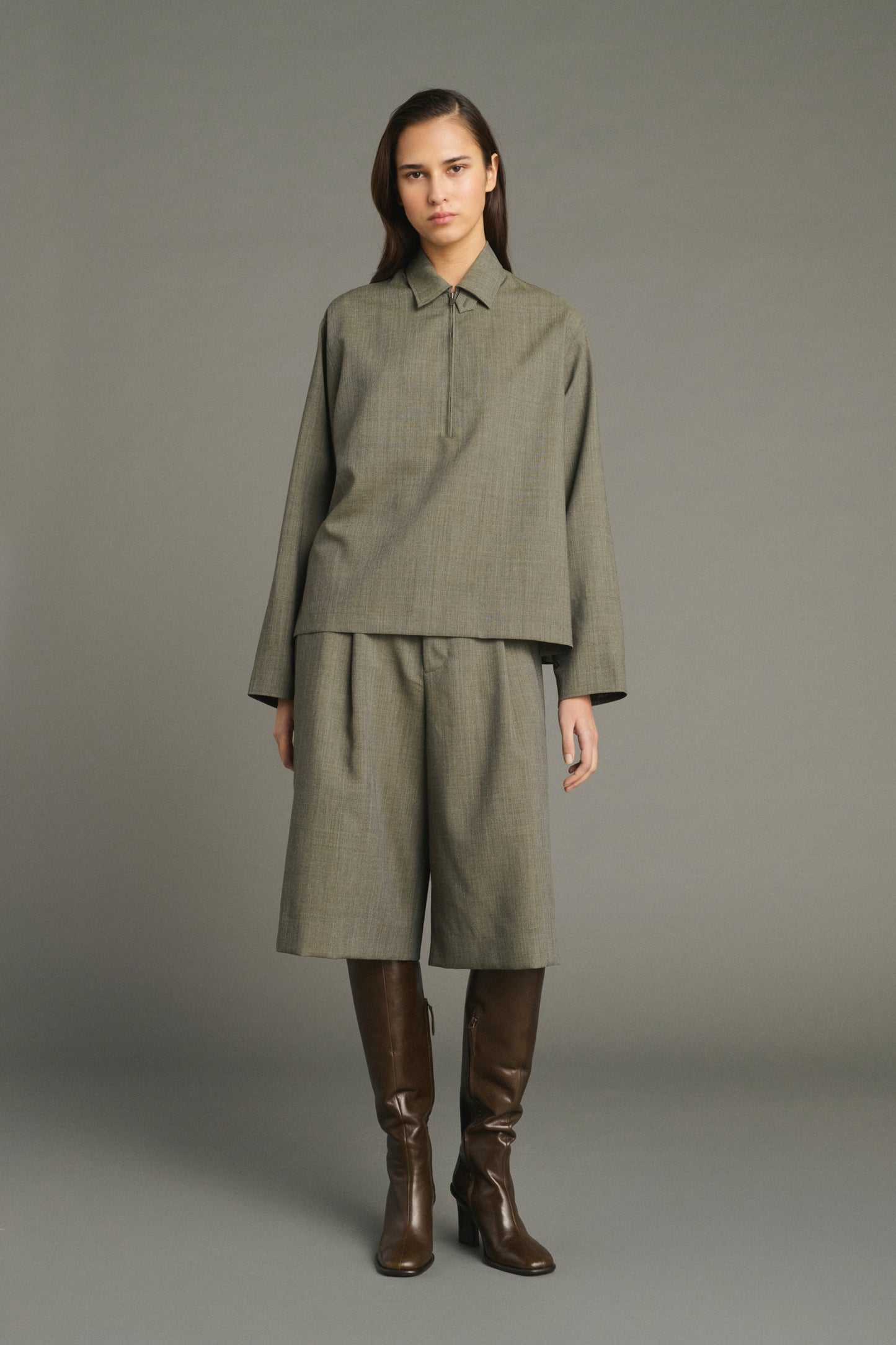 Jessie Blouse - Sage Green - Wool - Women