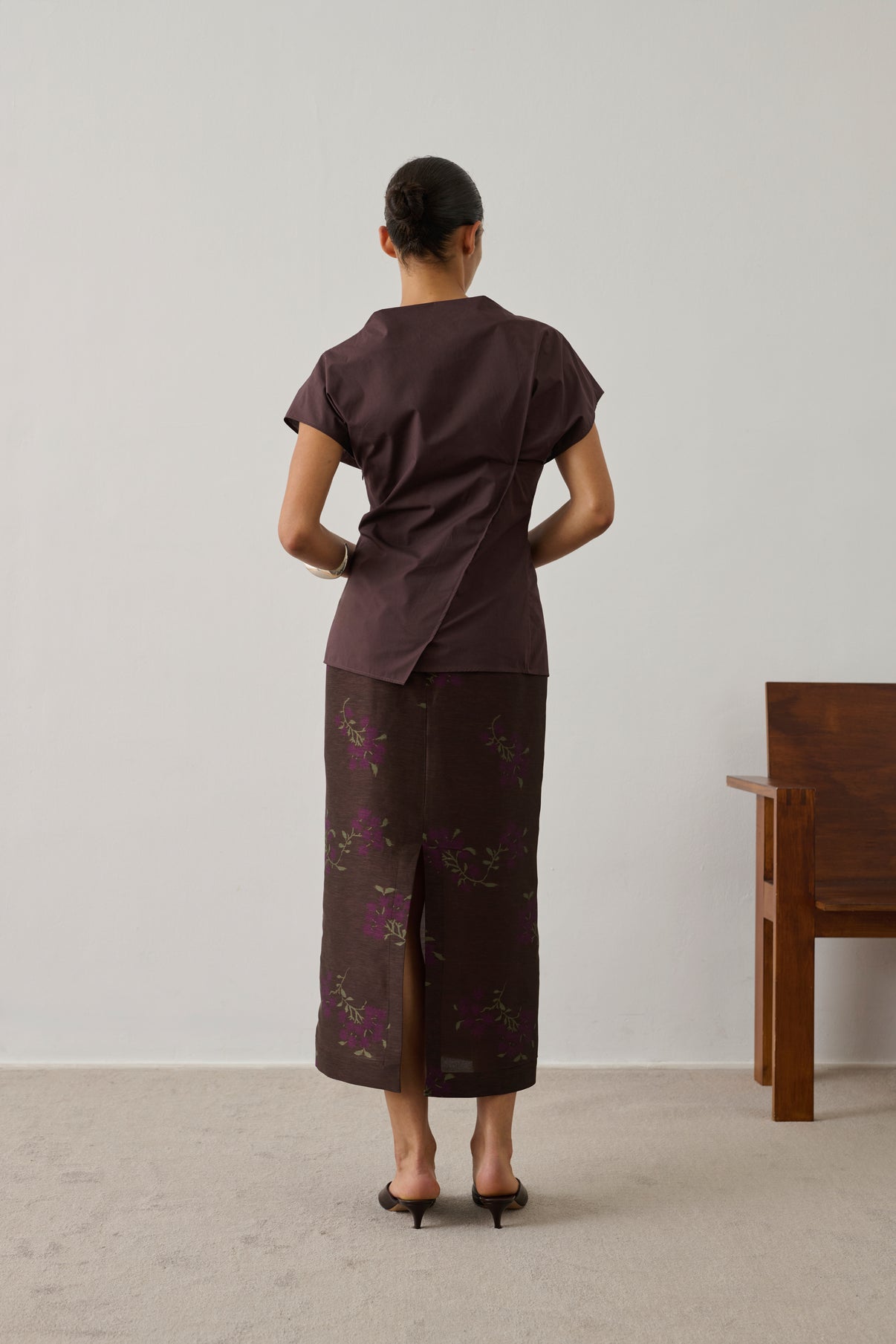 Jupe Helia - Marron/Violet - Lin - Femme vue 2