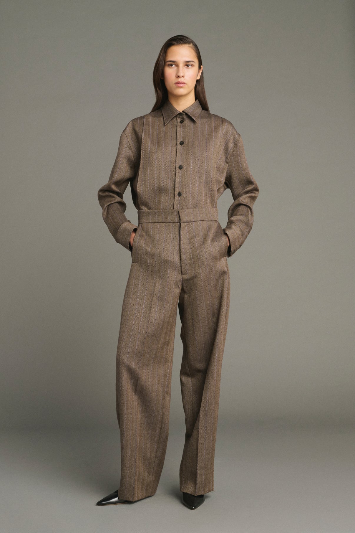 Pantalon Jocelyn - Marron/Parme - Laine - Femme vue 1