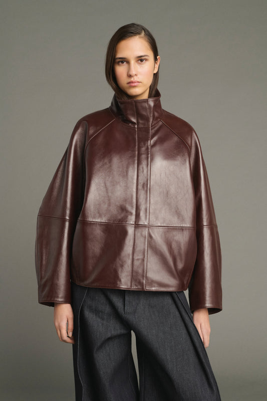 Gamma Jacket - Bordeaux - Leather - Women