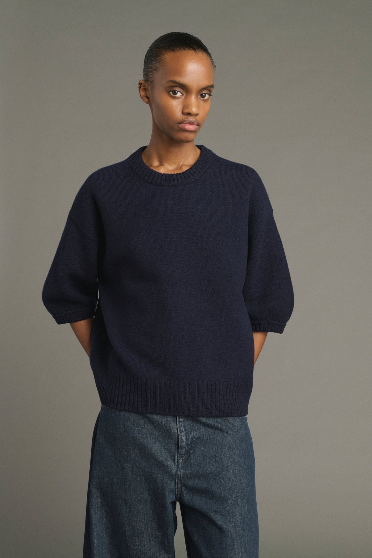 Pull Lise - Navy - Laine Mérinos - Femme vue 3