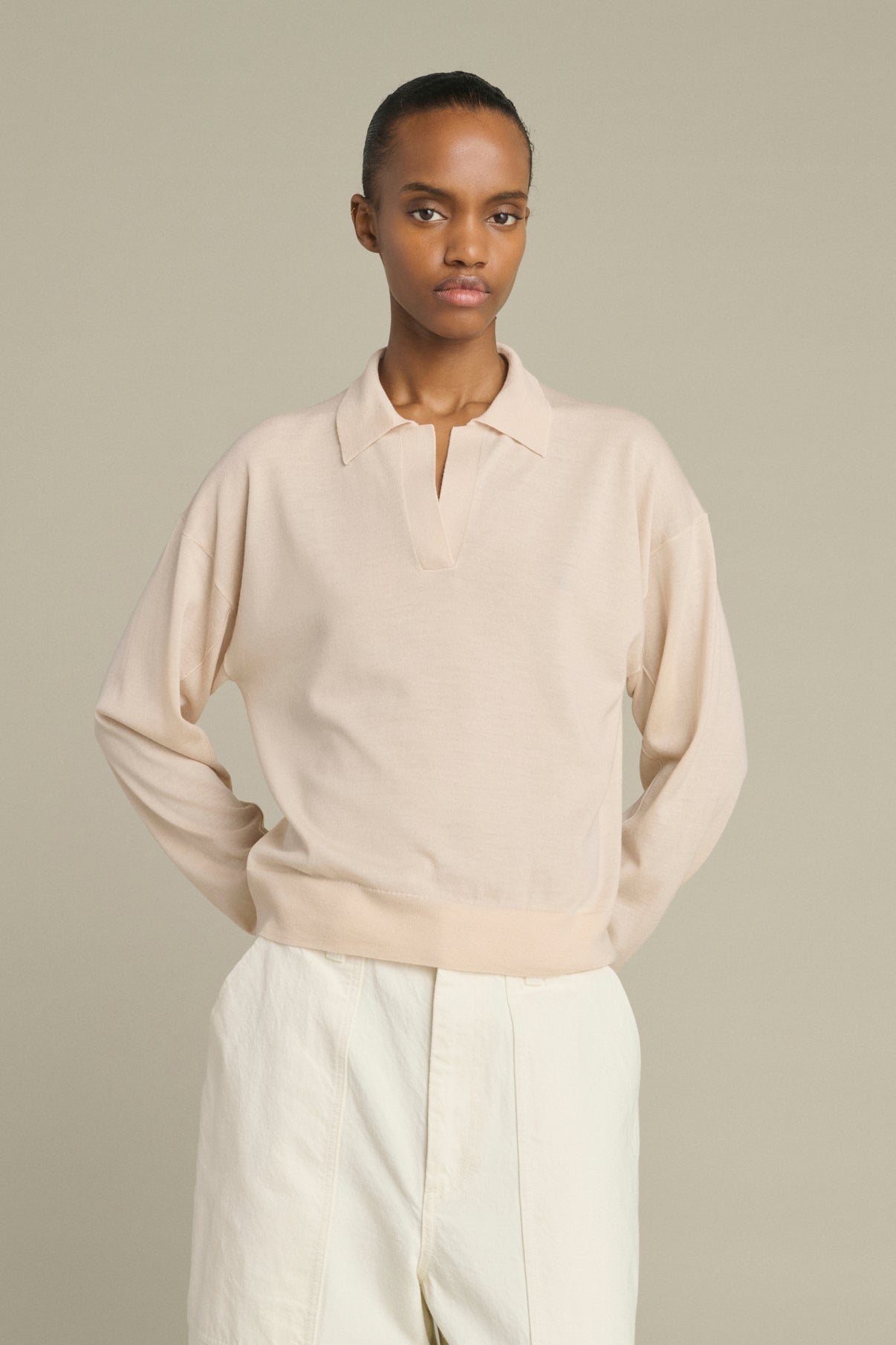 Pull Fleming - Rose Poudré - Laine Mérinos - Femme vue 3