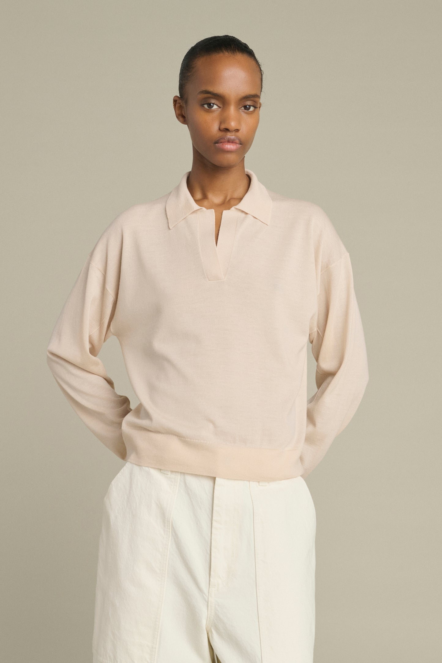 Pull Fleming - Rose Poudré - Laine Mérinos - Femme