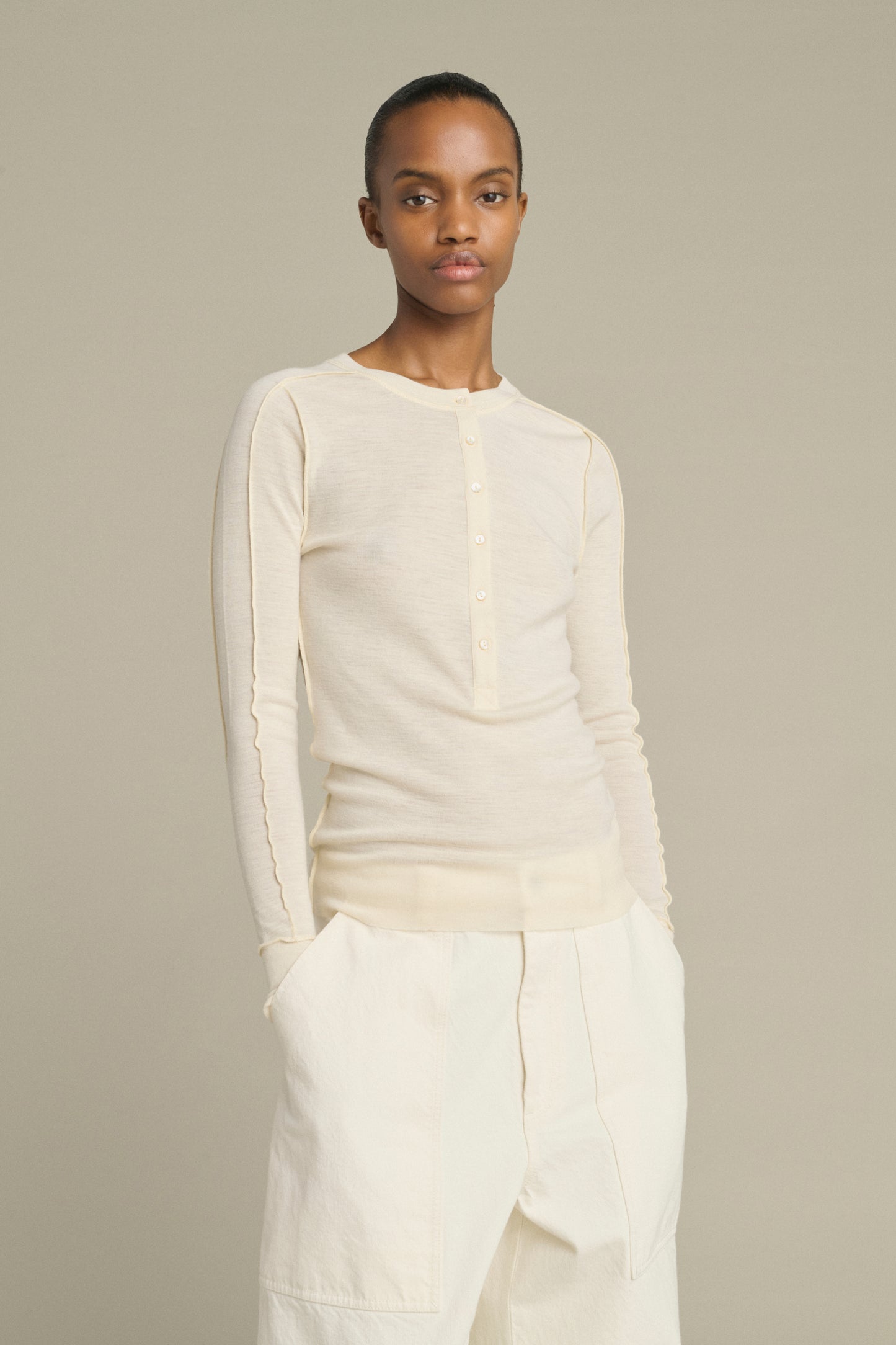 Tee-Shirt Laos - Écru - Laine - Femme