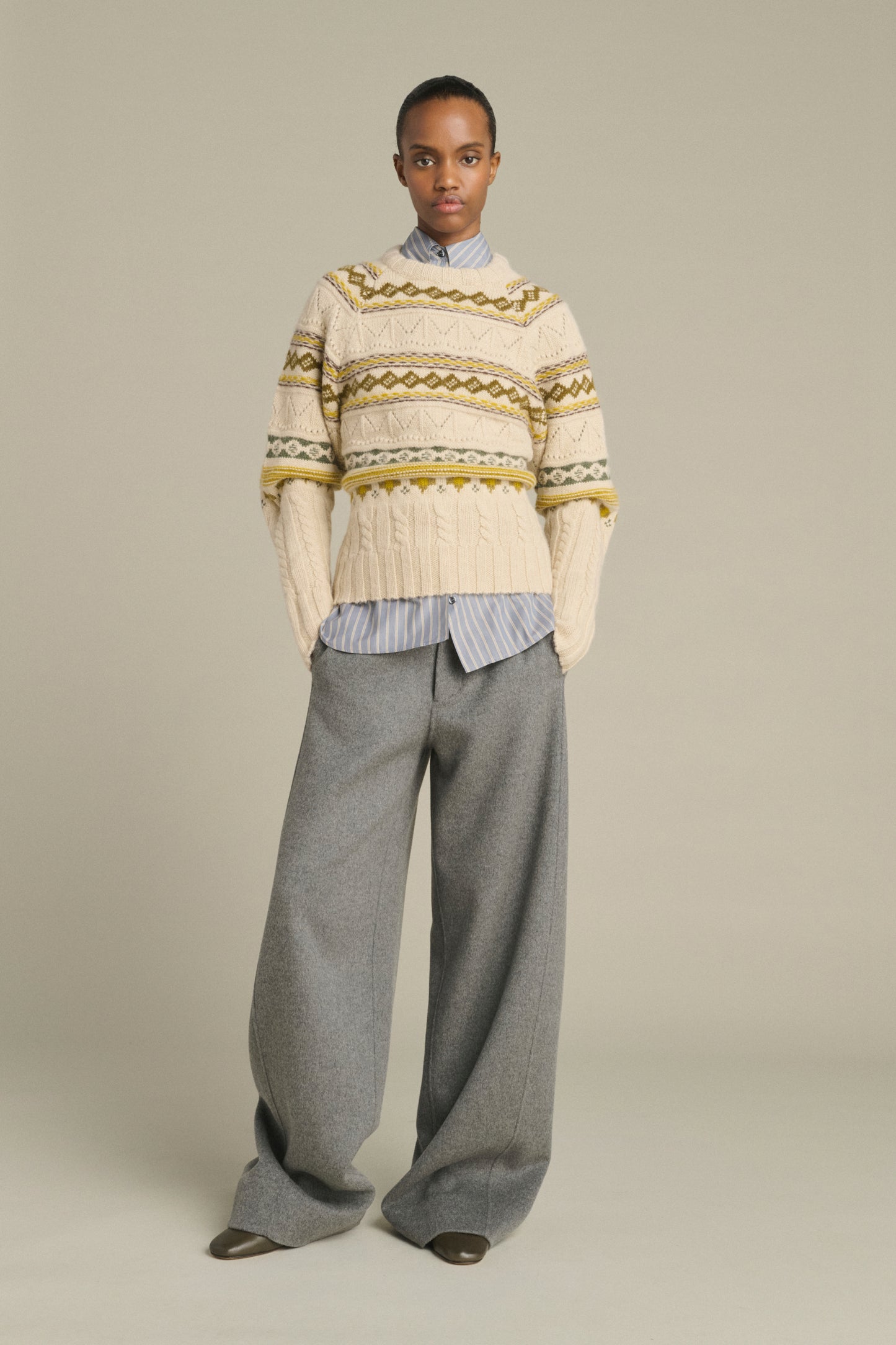 Luis pullover - Multicolour Beige - Merino Wool - Women
