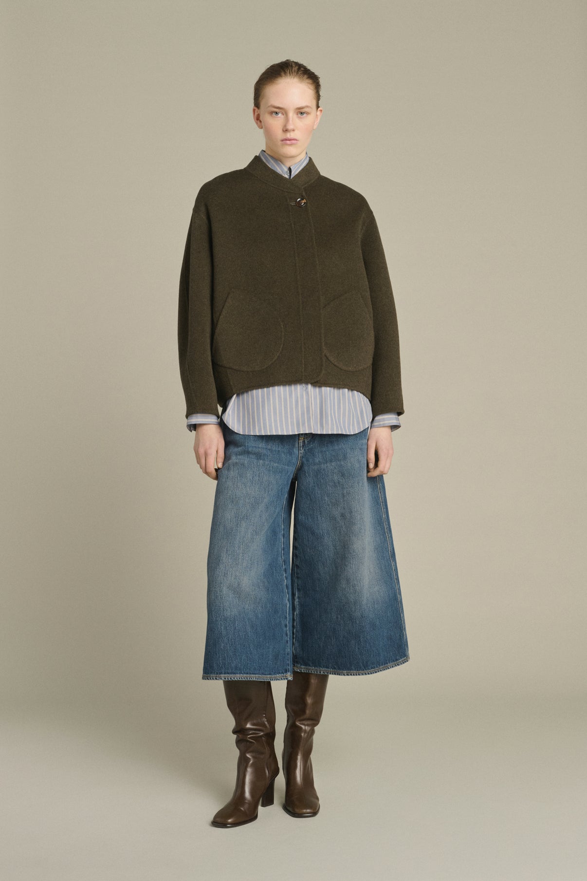 Manteau Windsor - Kaki Chiné - Laine - Femme vue 1
