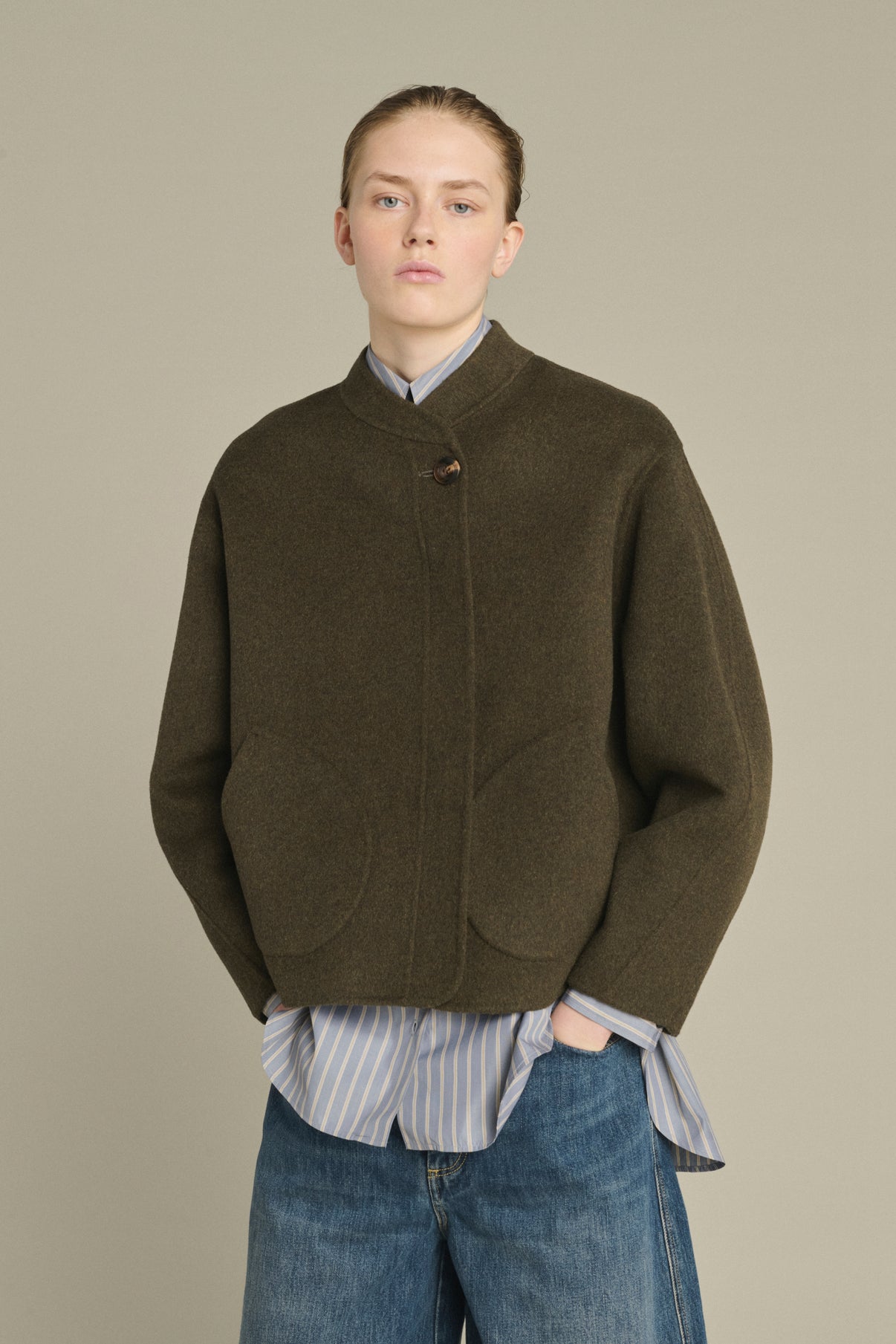Manteau Windsor - Kaki Chiné - Laine - Femme vue 2