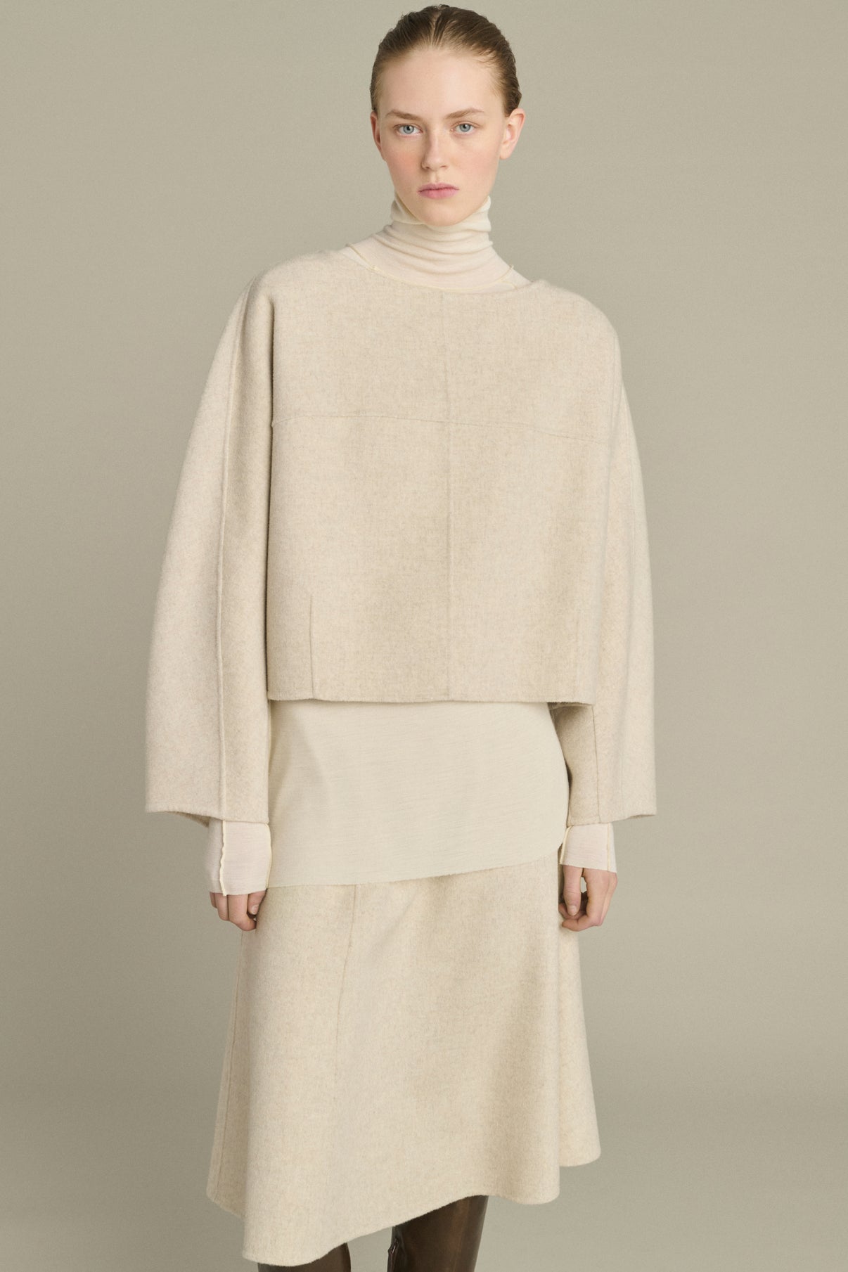 Pull Hora - Écru/Gris - Laine - Femme vue 1