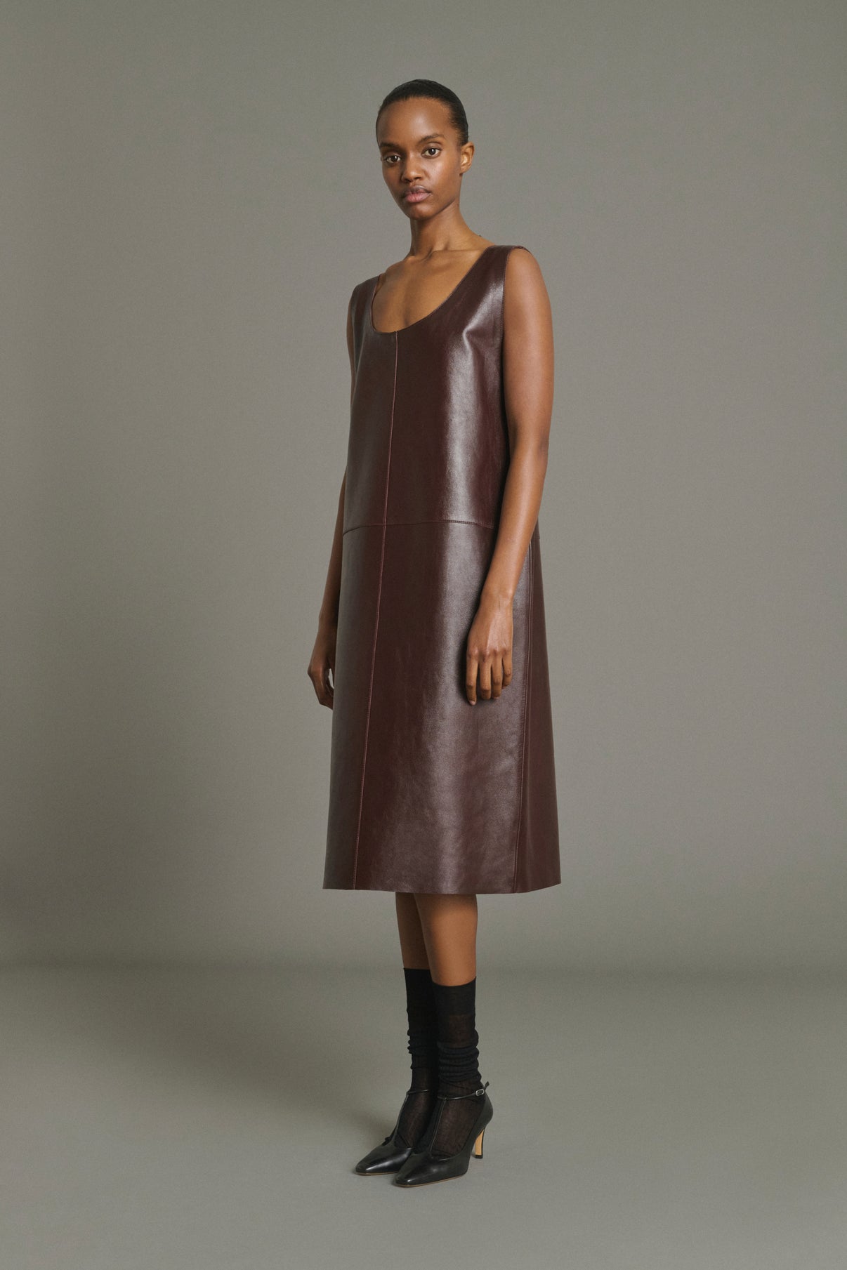 Robe Joa - Bordeaux - Cuir - Femme vue 1