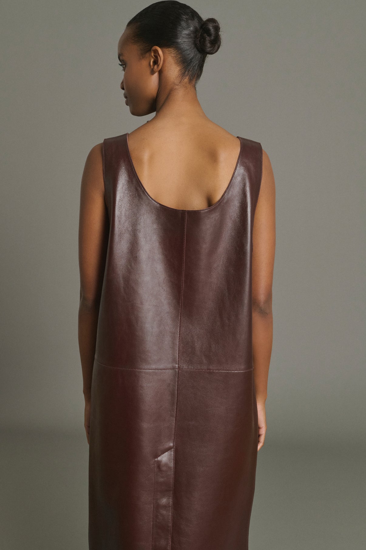 Robe Joa - Bordeaux - Cuir - Femme vue 4