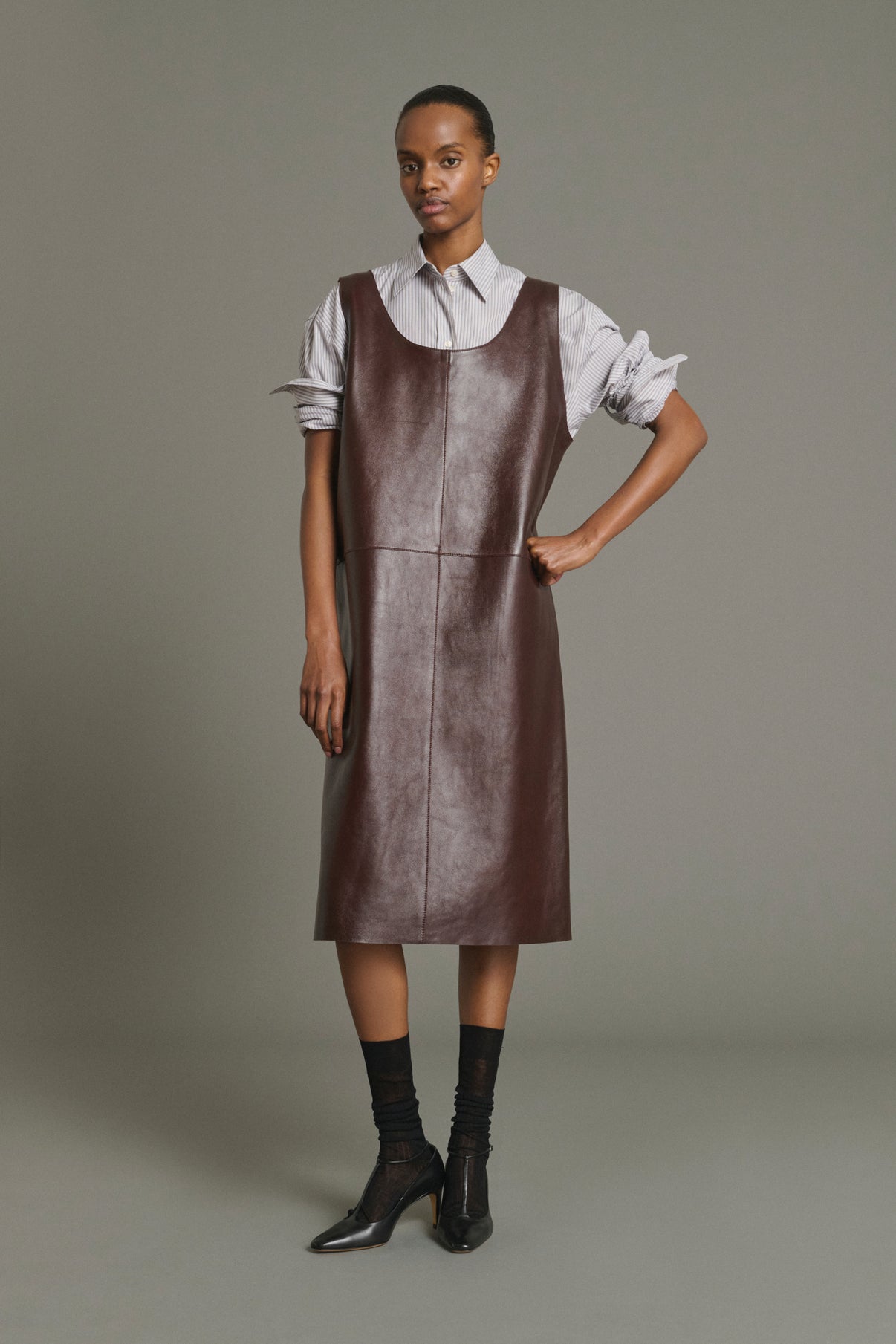 Robe Joa - Bordeaux - Cuir - Femme vue 5