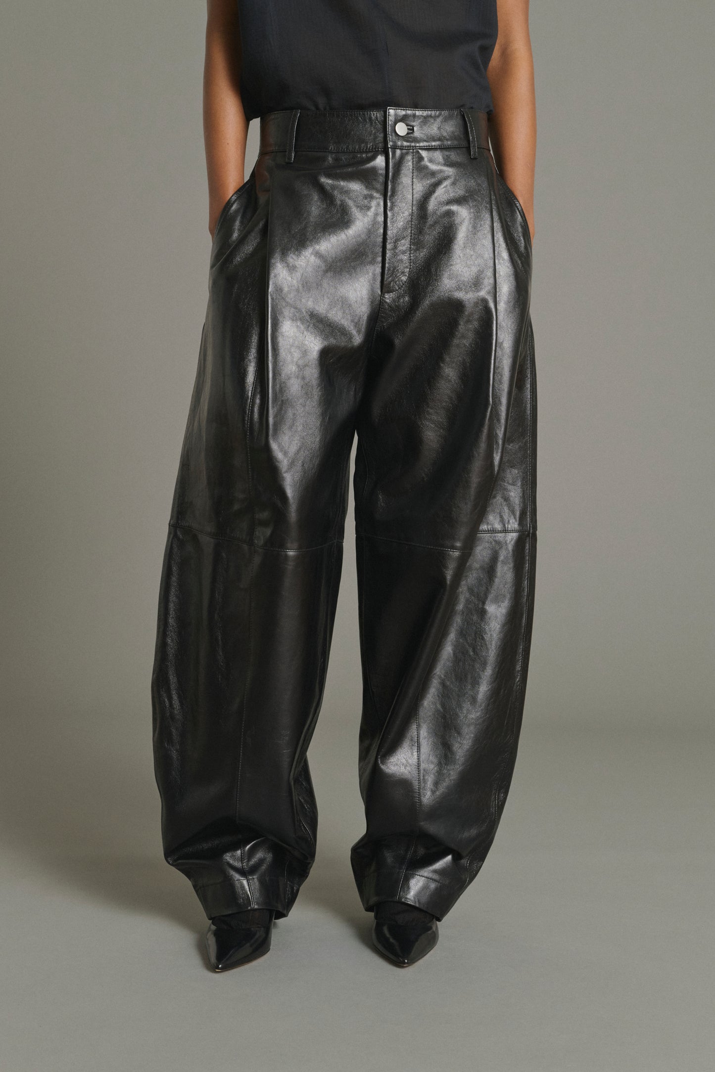 Pantalon Julien - Noir - Cuir - Femme