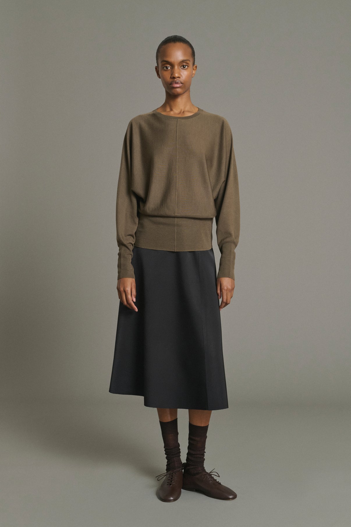 Pull Lina - Kaki - Laine Mérinos - Femme vue 1