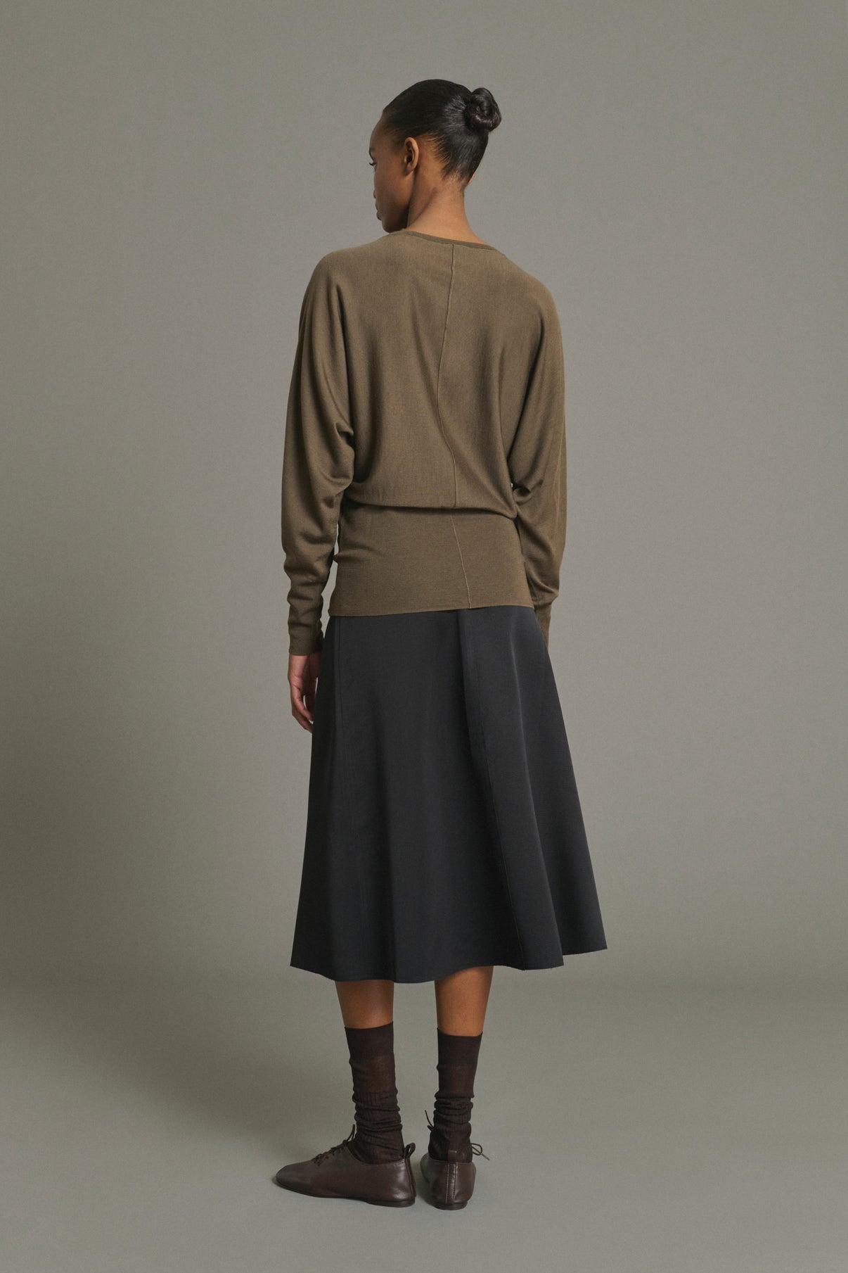 Pull Lina - Kaki - Laine Mérinos - Femme vue 2