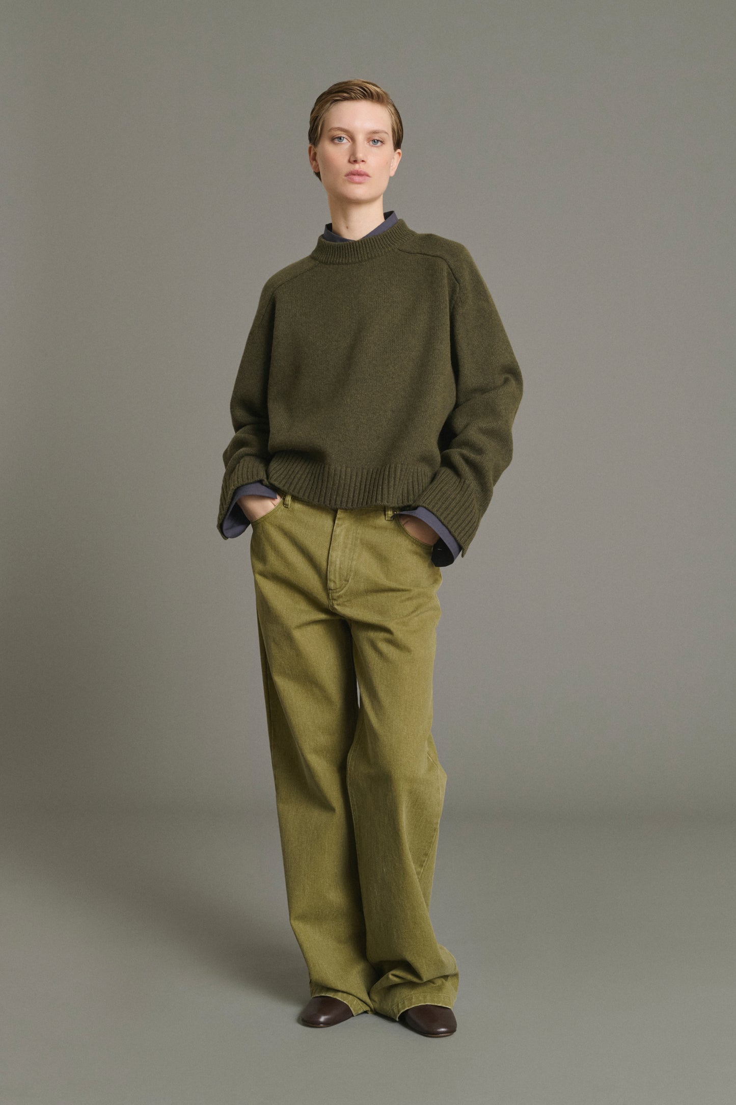 Pullover Will - Khaki Marl - Merino Wool - Women