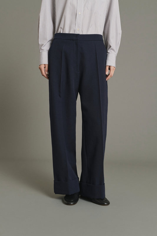 Kobe Trousers - Navy - Wool - Women