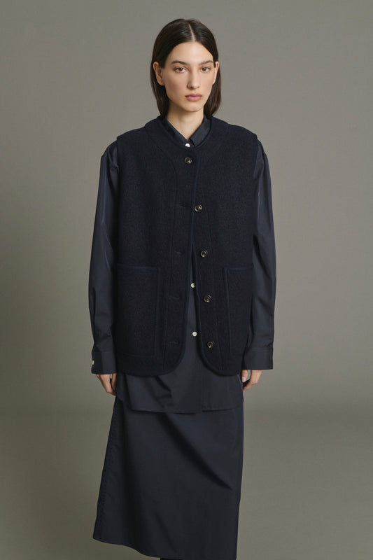 Veste Chicago - Navy Laine Bouillie Femme - Soeur
