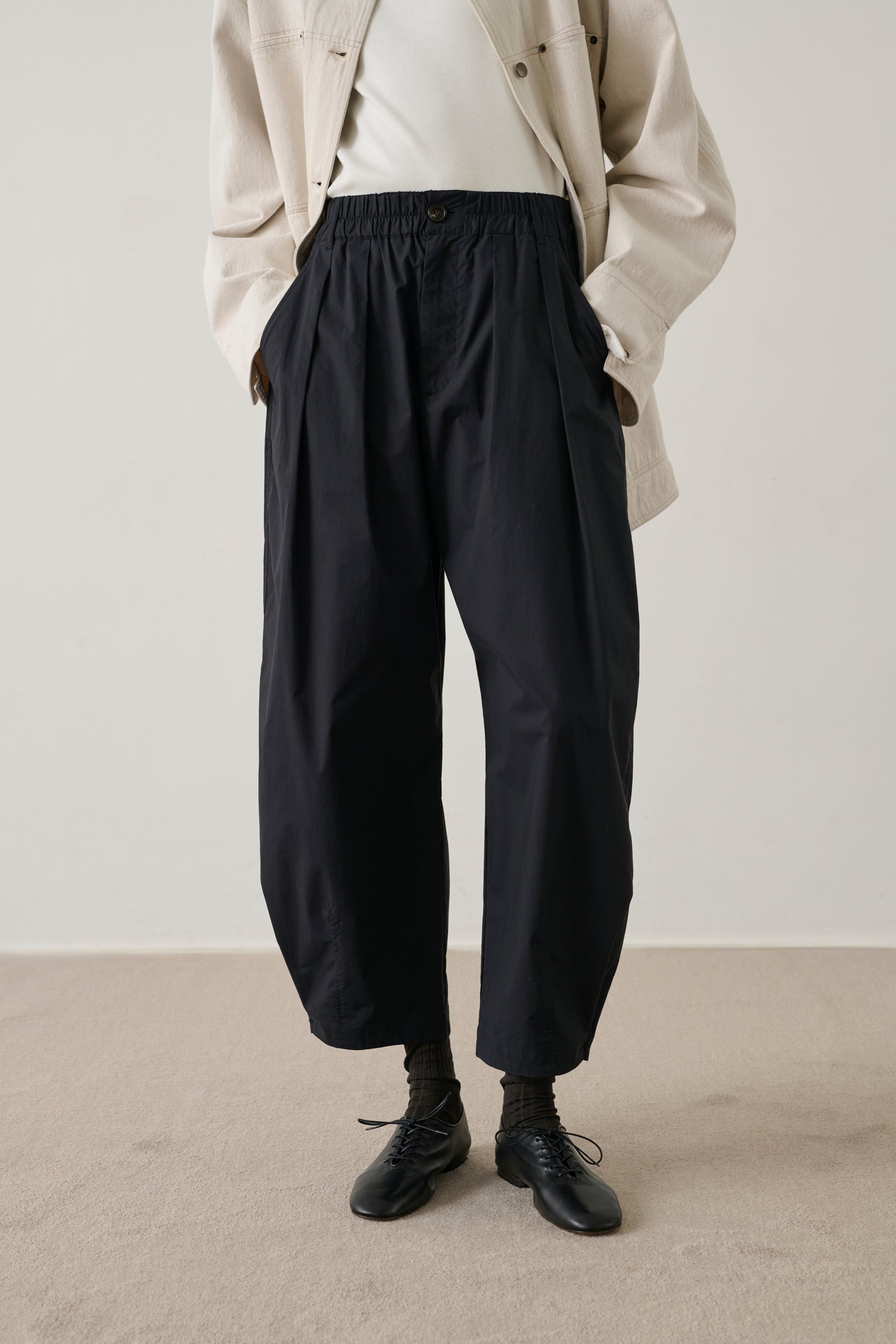 Trousers Vernon - Black Cotton Poplin Wide-Leg Women - Soeur