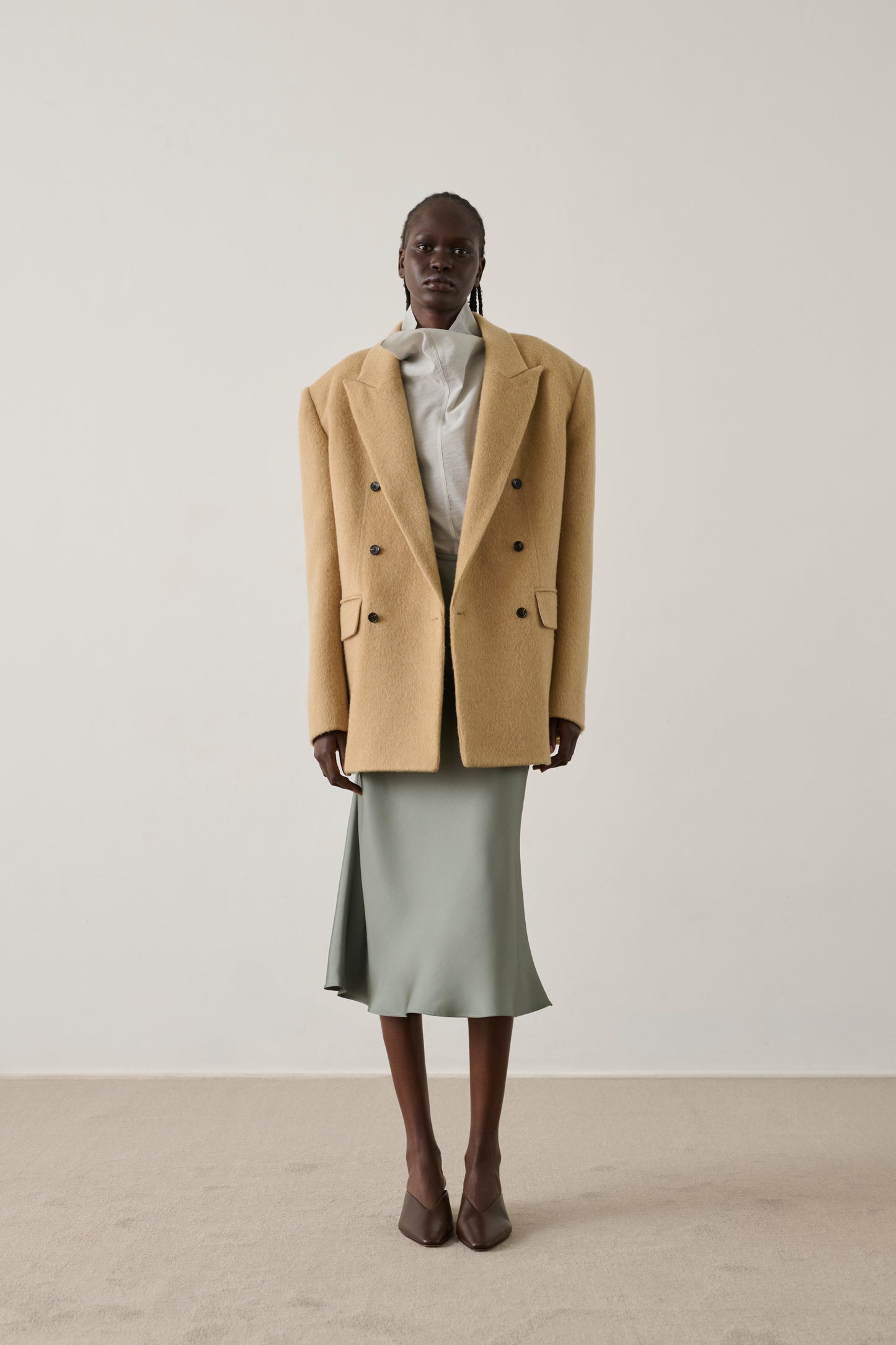 Helga coat - Beige Brushed Wool Women - Soeur