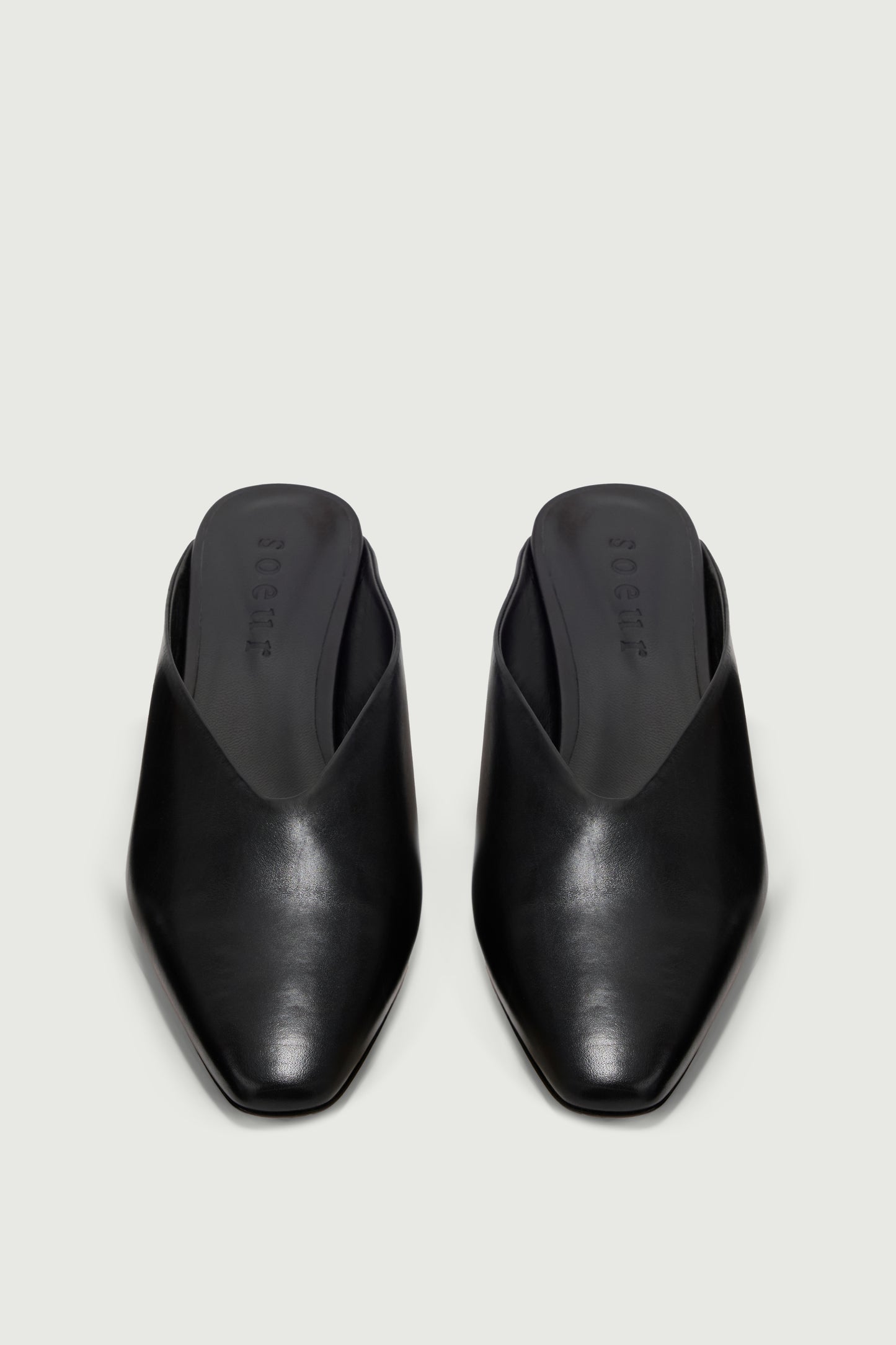 Mules Amalie - Noir Cuir à Talon - Soeur