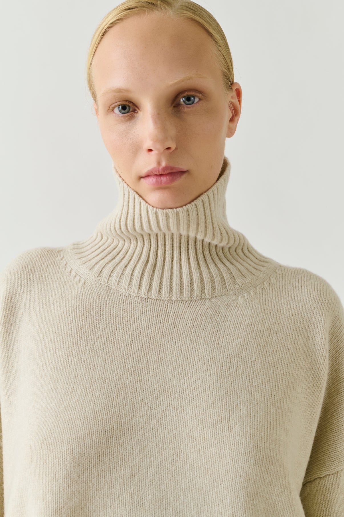 Pull William - Écru Chiné Laine Mérinos Col Montant - Soeur vue 3