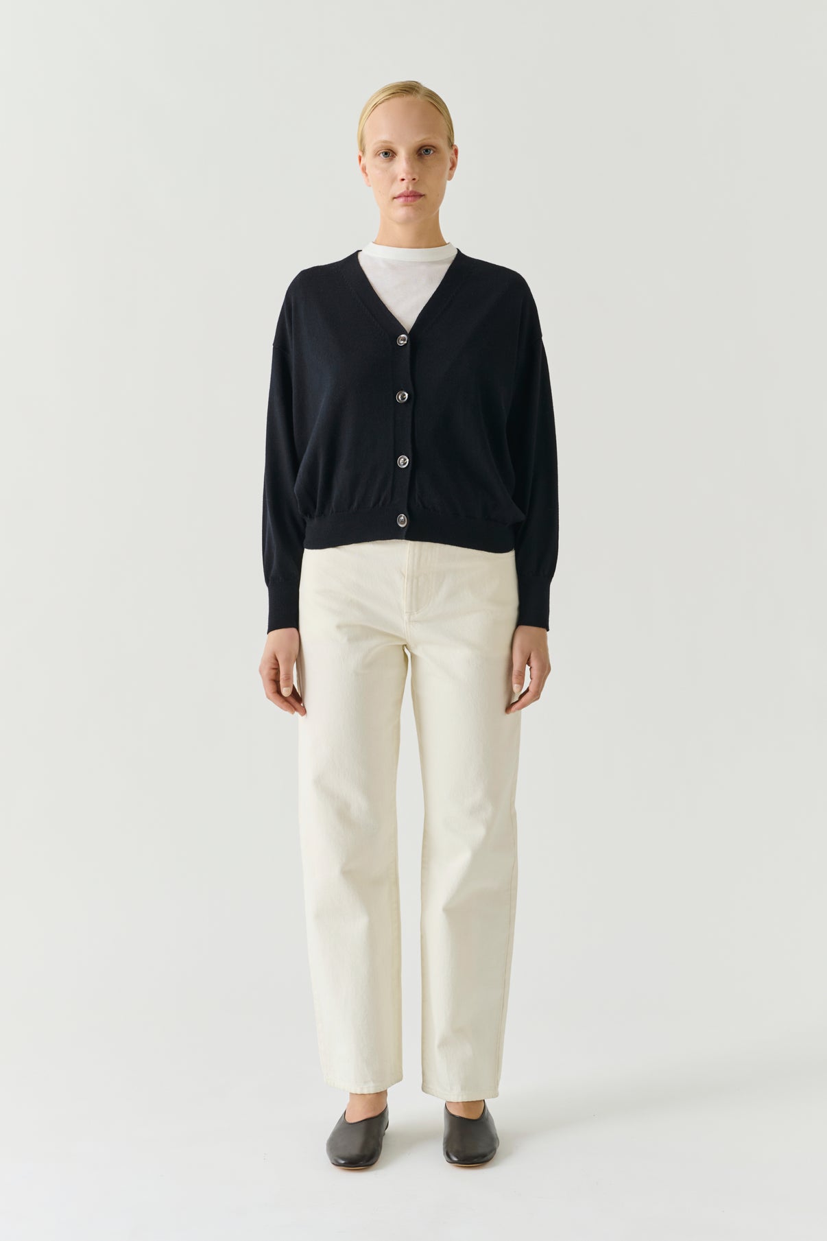 Cardigan Idem - Noir - Laine Mérinos - Femme vue 2
