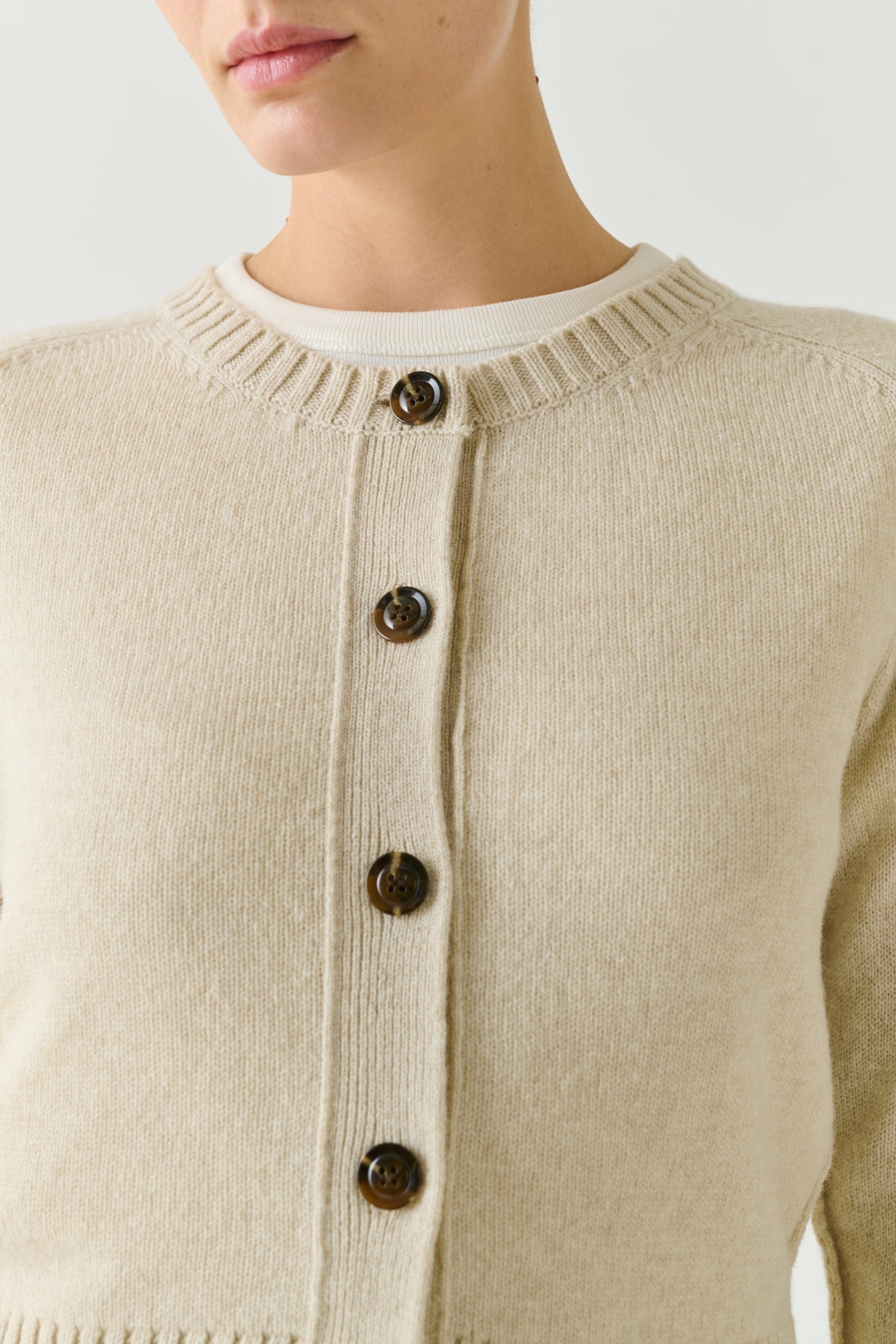 Virginia Cardigan - Écru Chiné - Merino Wool - Women vue 4