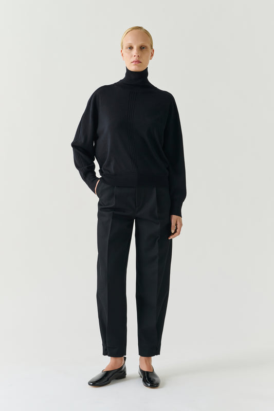 Nord pullover - Black Merino Wool Oversized Roll Collar - Soeur