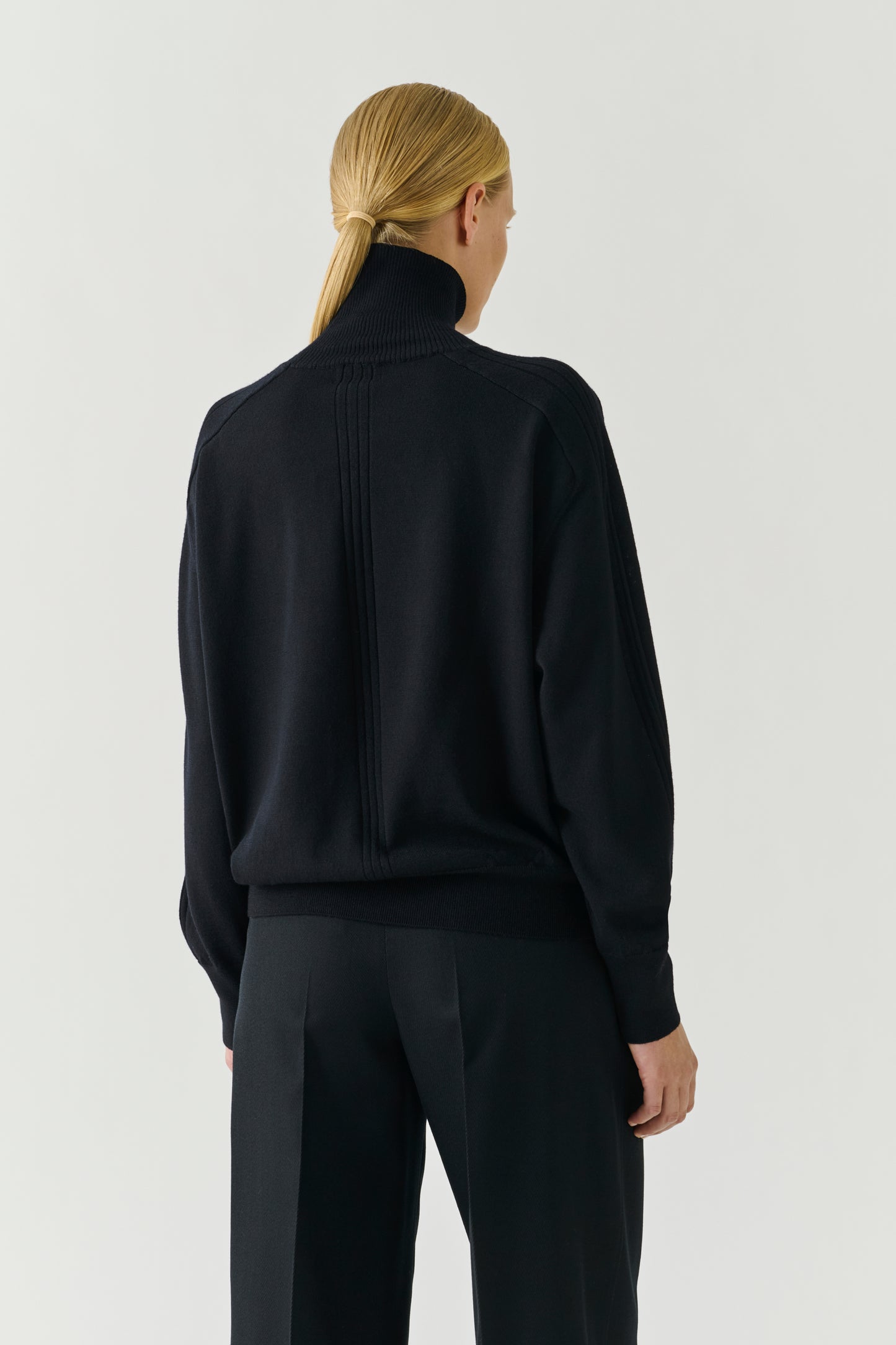 Nord pullover - Black Merino Wool Oversized Roll Collar - Soeur