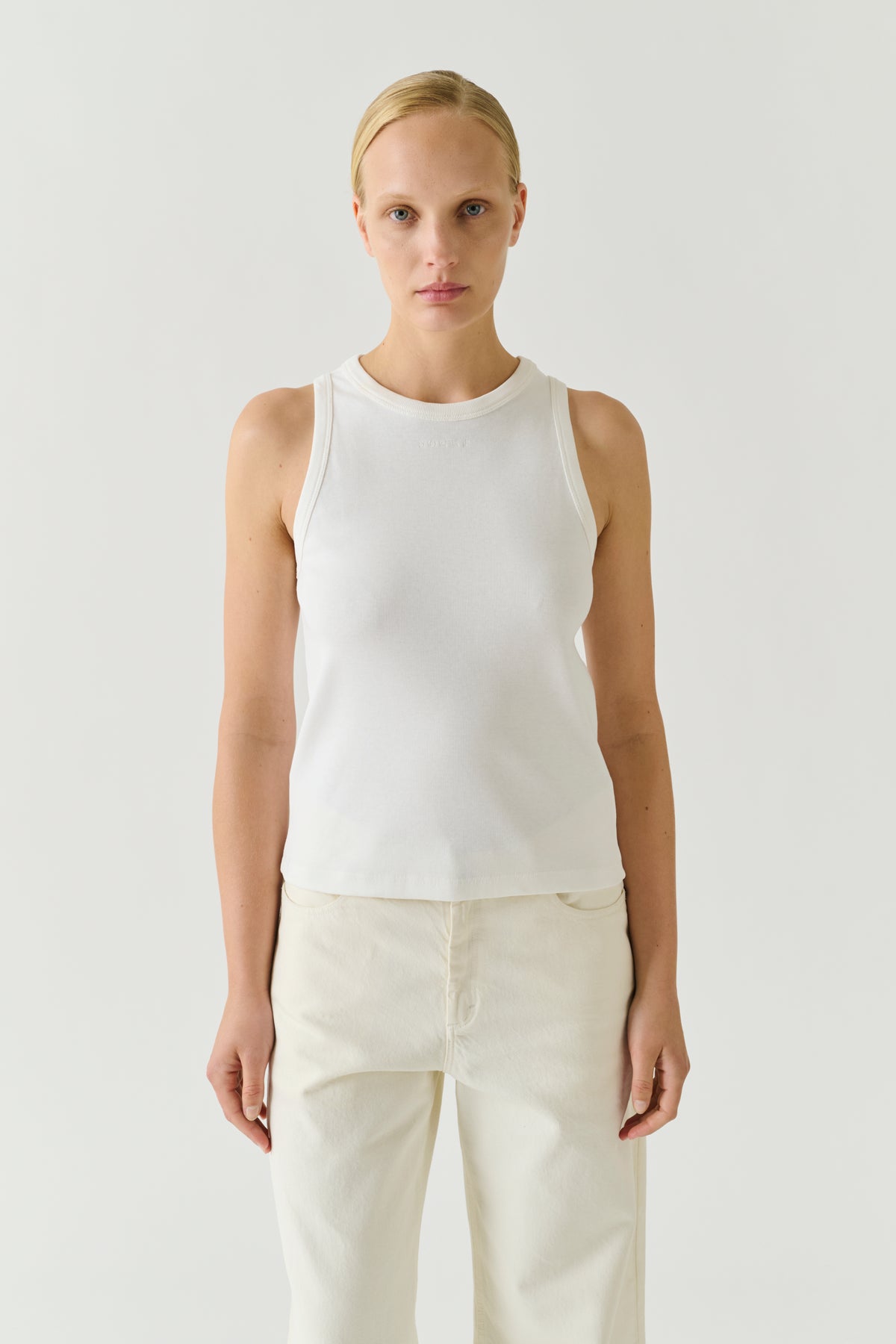 Débardeur Dolly - Blanc Coton Côtes Fines Femme - Soeur vue 2